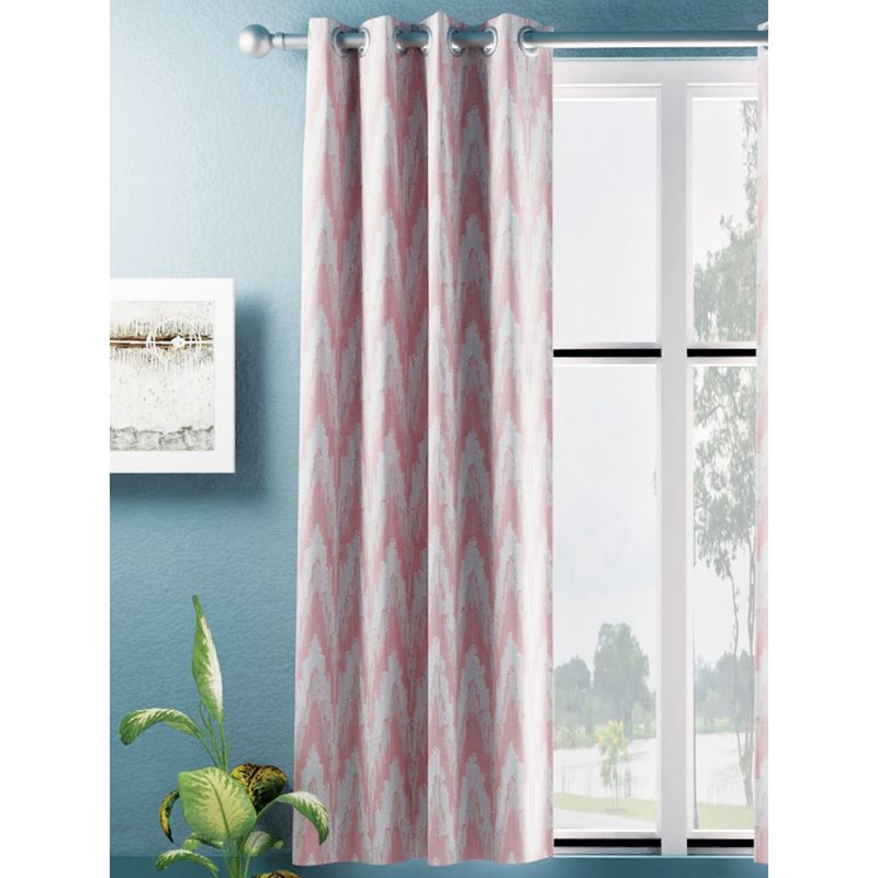 BIANCA Jacquard Blackout Eyelet Curtain 1 Pc (Dromanio) Ornamental-Pink (5 Feet)
