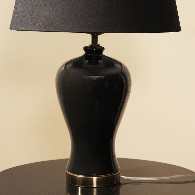 Buy Pure Home + Living Black Glaze Ceramic Lamp Stand (Without Shade) Online