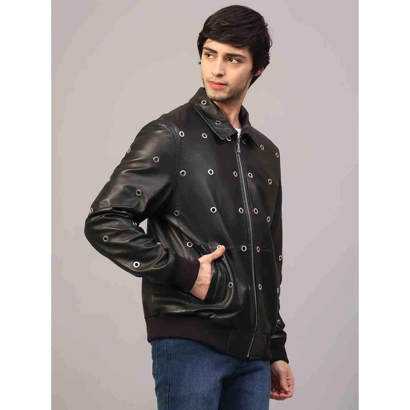 Saint G Joshua Black Leather Men Jacket (S)