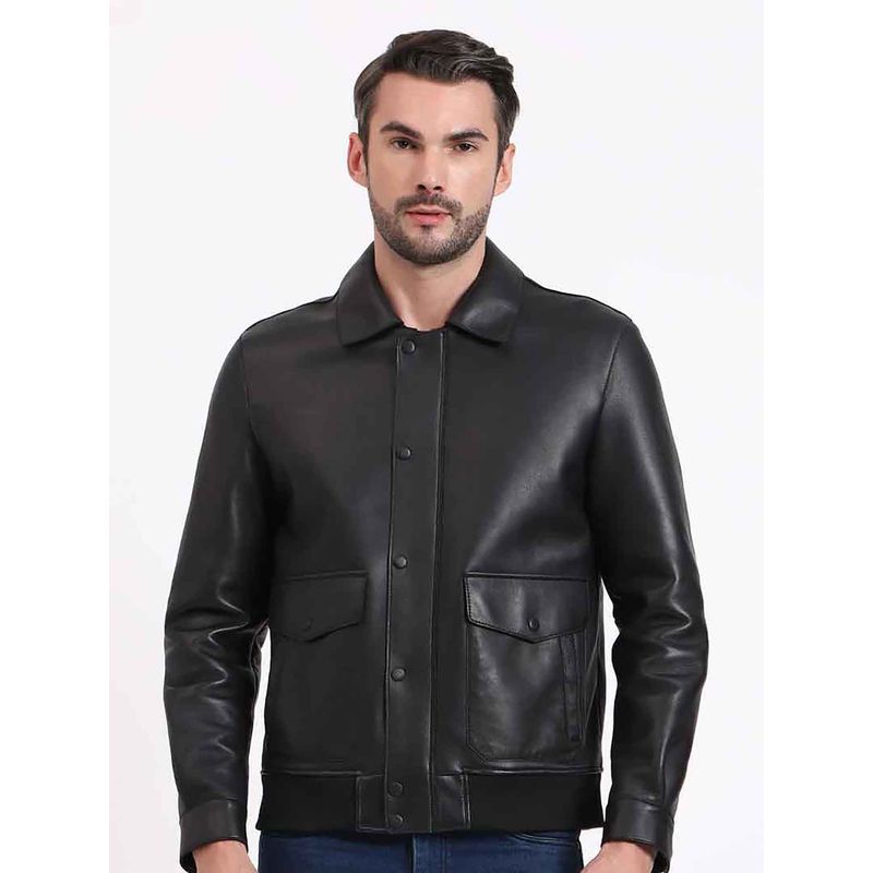 Saint G Dion Black Leather Men Jacket (S)
