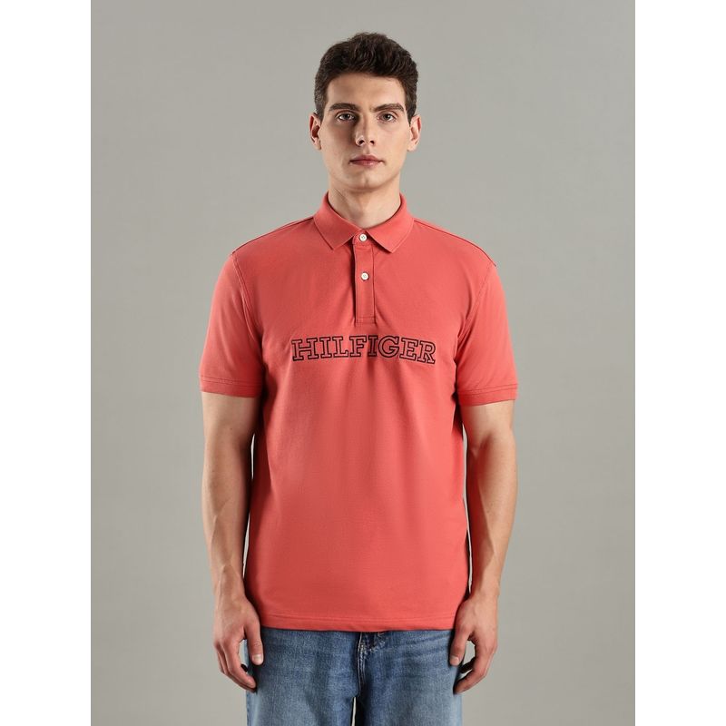 Tommy Hilfiger Coral Logo Regular-Fit Cotton Polo T-shirt (XS)