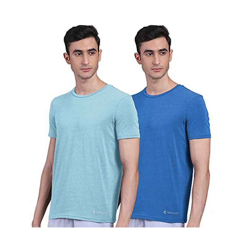 FREECULTR Mens Bamboo Undershirt Anti Microbial Lounge Wear T-Shirt (Pack of 2) (L)