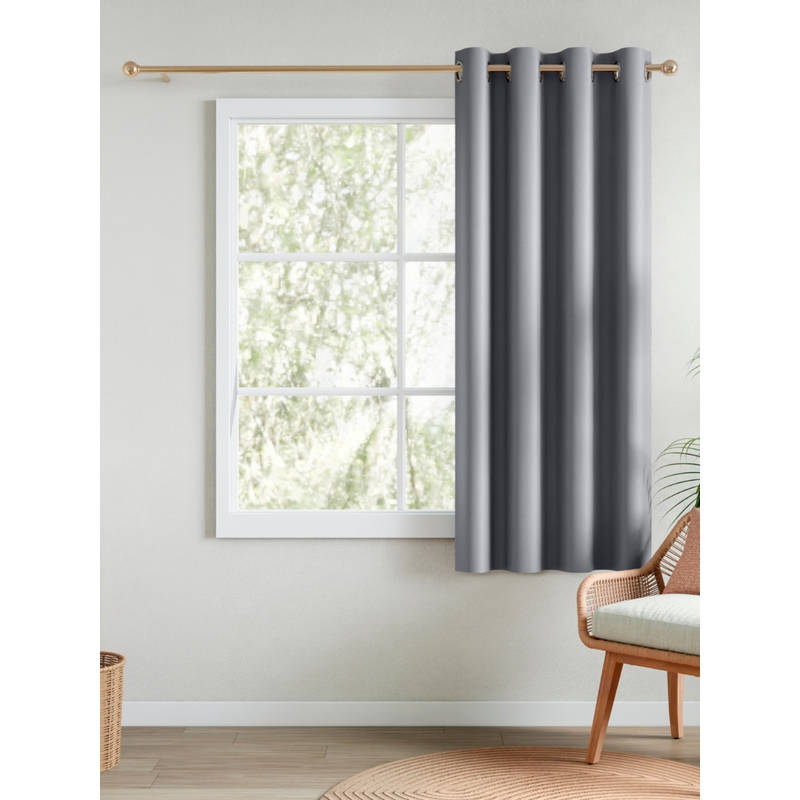RIVERMOOR Grey Blackout Solid Window Curtain (5 Feet)