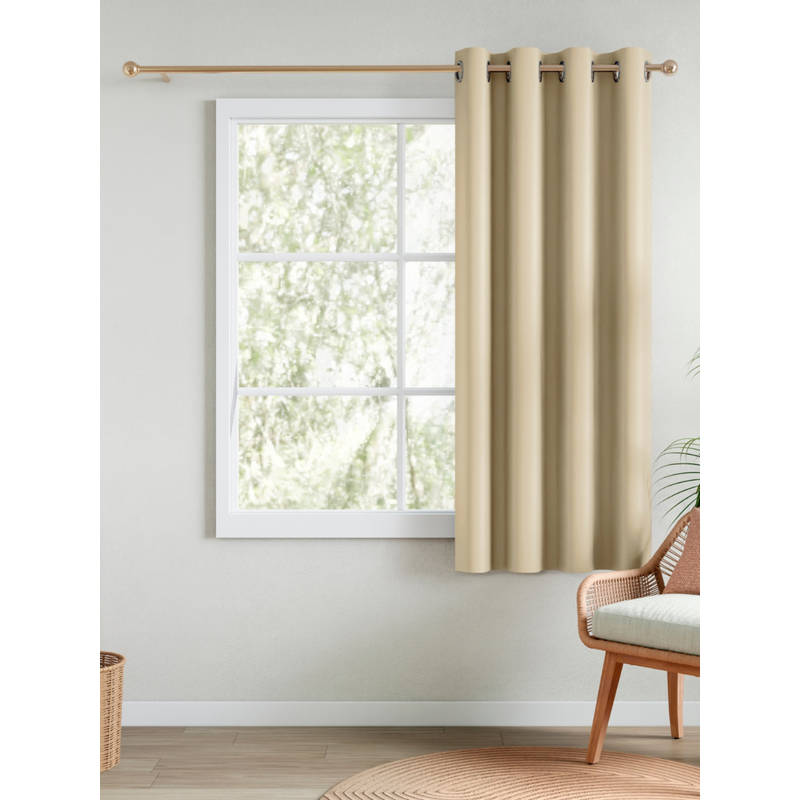 RIVERMOOR Beige Blackout Solid Window Curtain (5 Feet)