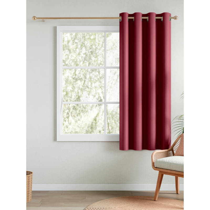 RIVERMOOR Maroon Blackout Solid Window Curtain (5 Feet)