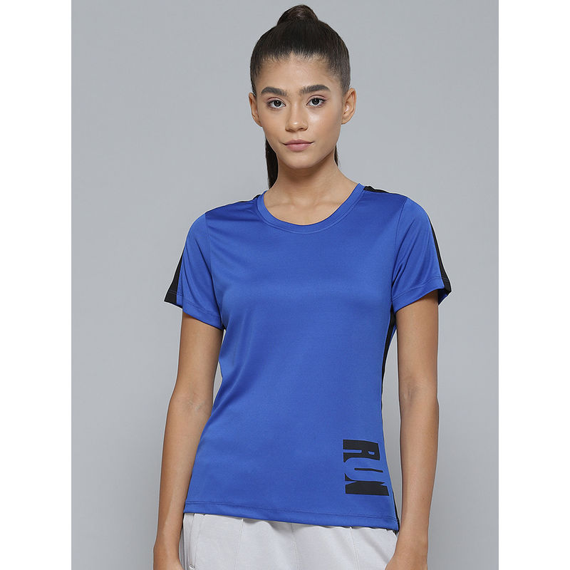 Alcis Women Blue Printed Slim Fit T-shirt (S)