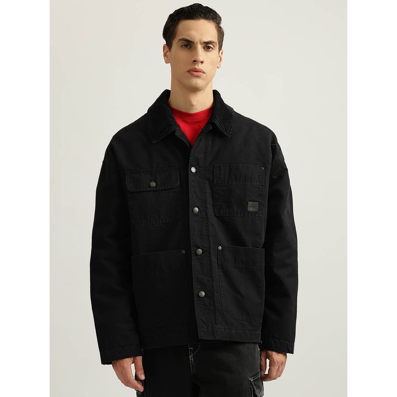 GANT Men Black Solid Collar Neck Full Sleeves Jacket (S)