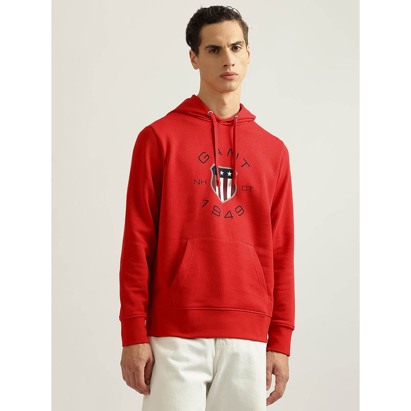 GANT Men Red Printed Full Sleeves Pullover Sweatshirt (M)