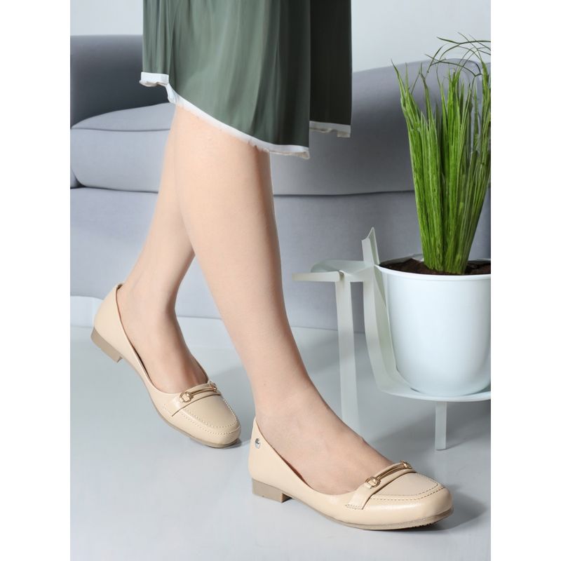 Carlton London Cream Slip On Women Ballerinas (EURO 36)