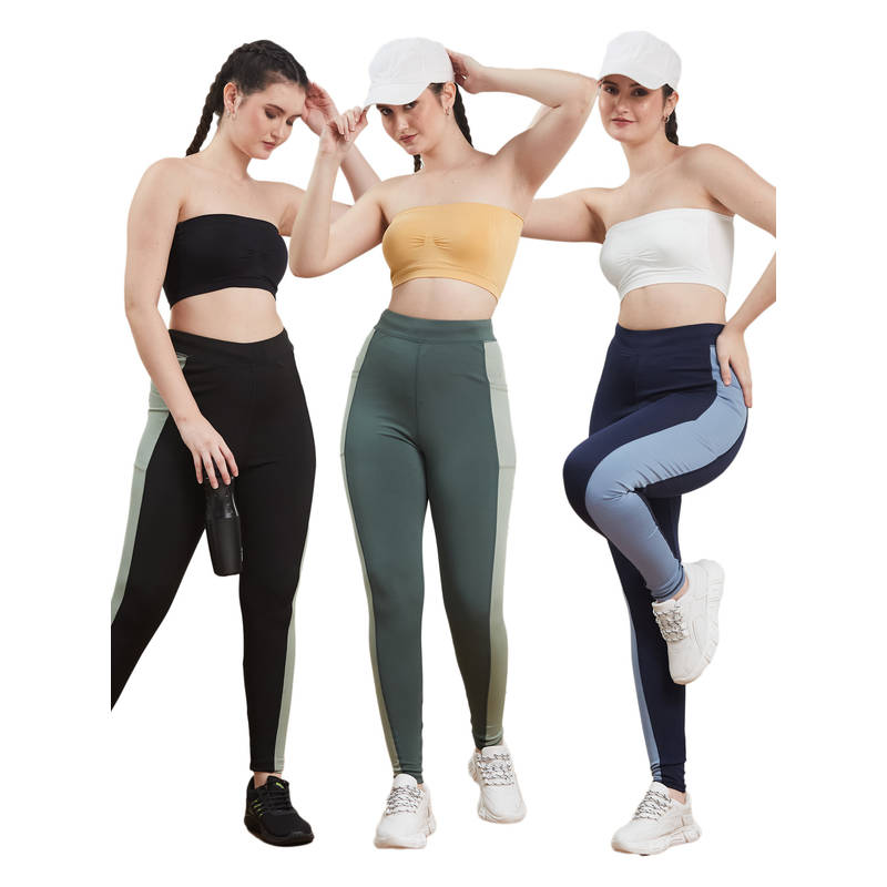 G Heist Multi-Color Assorted Bandeau Lightly Padded Bra for (Pack Of 3) (XS)