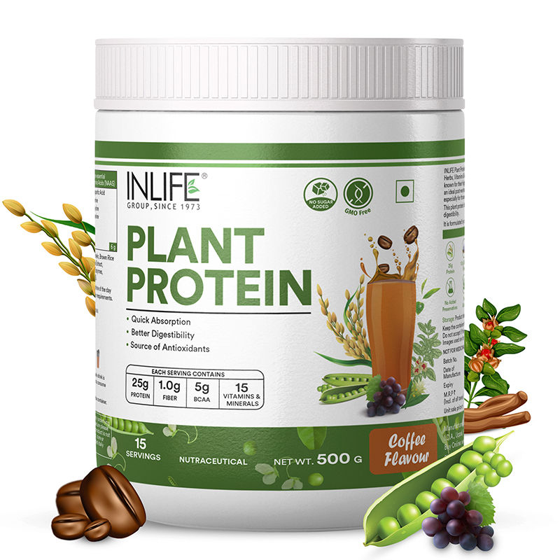 Buy Inlife Pea, Quinoa & Brown Rice Plant Protein Powder Coffee Online