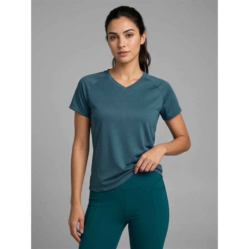 Fitkin Women’s Teal V-Neck Training T-Shirt (S)