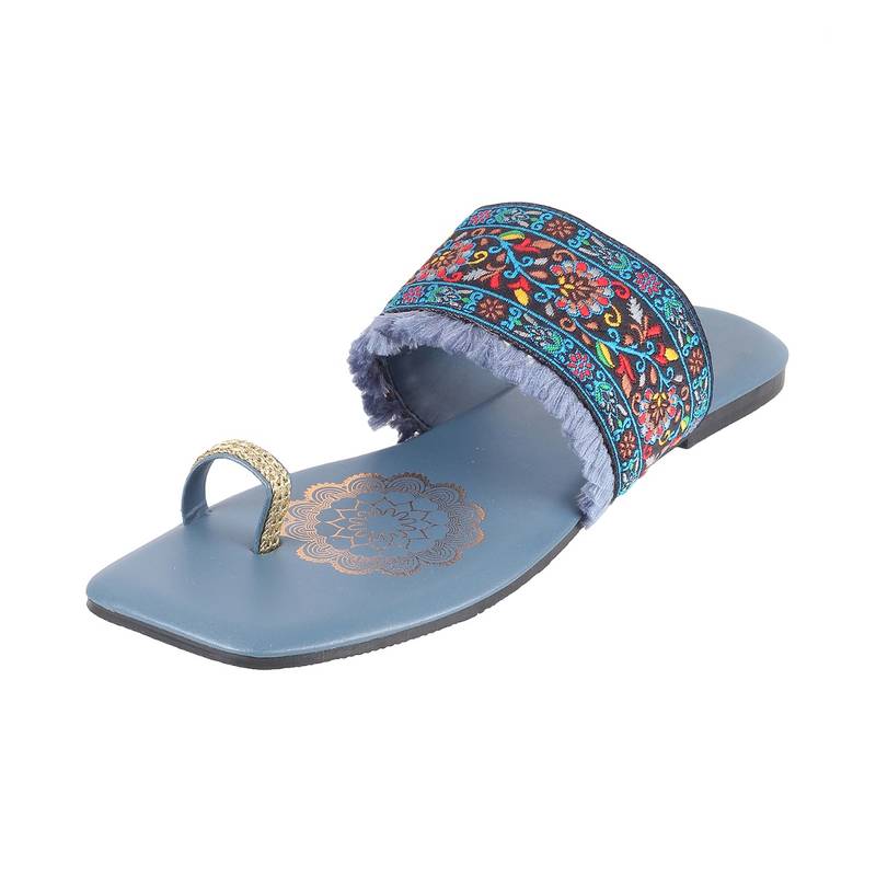 Mochi Blue Festive Kolhapuri Flats (EURO 36)