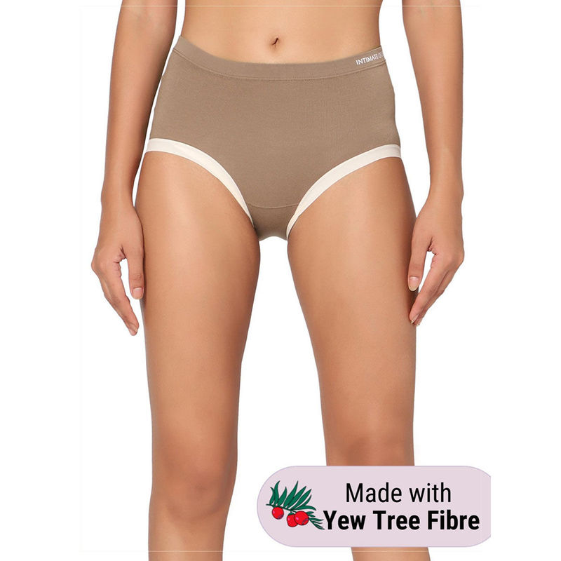 INTIMATE QUEEN Pregnancy Bliss Yew Tree Bae Super Soft PH Balancing Brown Hipster Underwear (L)