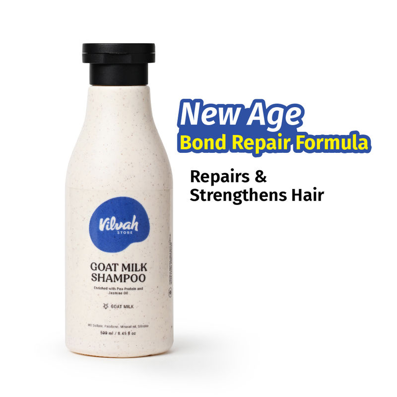 Vilvah Goat Milk Shampoo Strengthens Roots, Frizz Control & Balances Scalp Ph