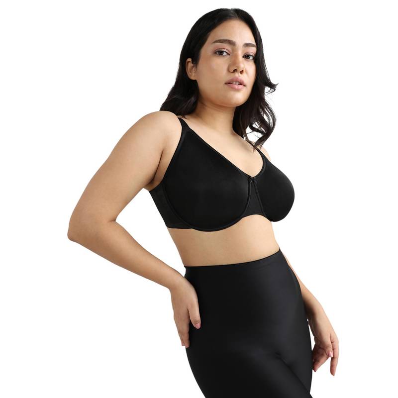 Wacoal Women's Pixie 2.0 Non Padded Wired Full Cup Full Support Minimizer Black Bra (36E)