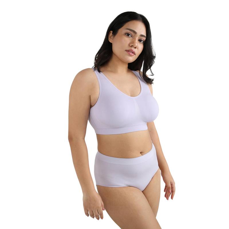 Wacoal Women's Firm Fit Padded Non-Wired Full Cup Seamless Slip-On Bralette-Lavender (XL)