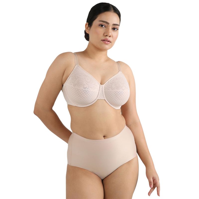 Wacoal Visual Effects Non-Padded Wired Full Coverage Minimiser Everyday Comfort Bra - Beige (34DD)