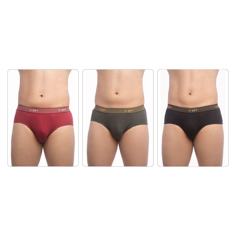 VIP Fresh Mens Cotton Briefs Assorted Colours (S) (Set Of 3)
