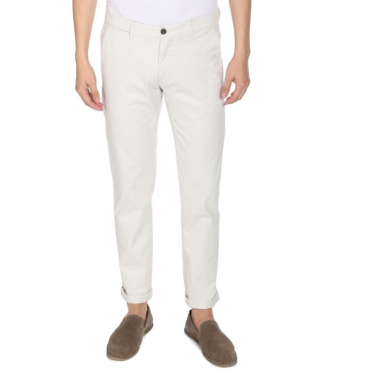 Arrow Sports Men Off White Twill Weave Solid Casual Trouser (38)