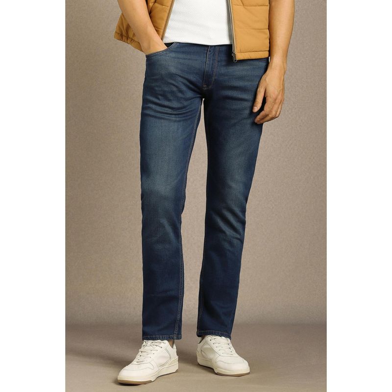 Louis Philippe Men's Dk. Blue Regular Fit Mid-Rise Stretchable Jeans (34)