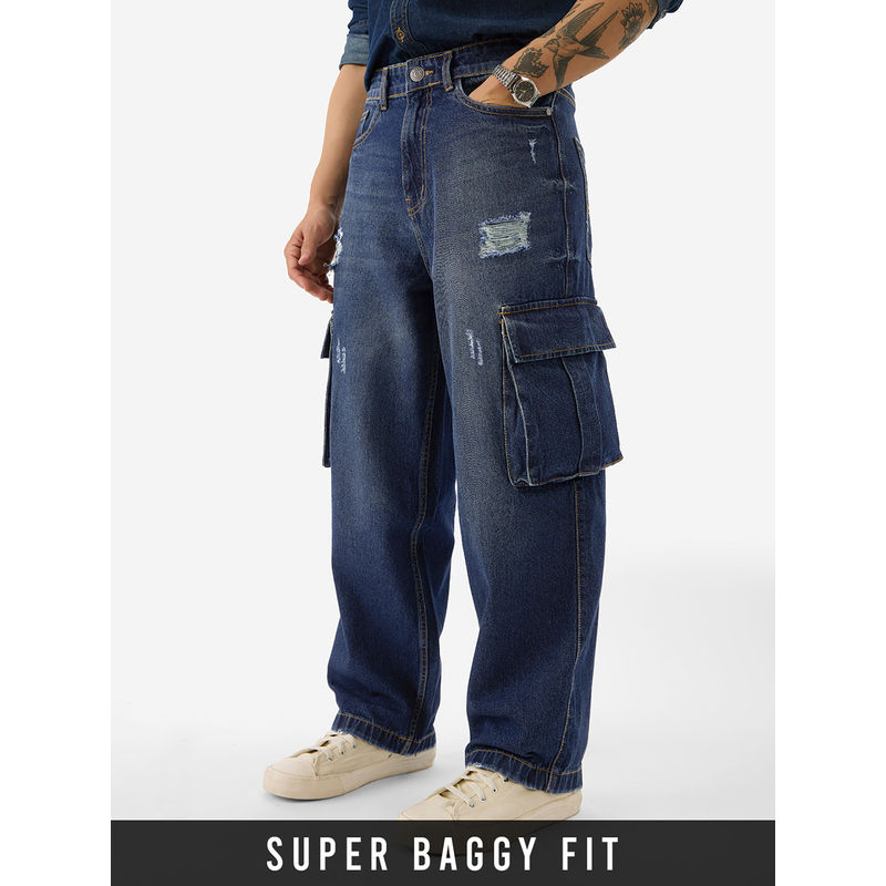The Souled Store Sable Blue Baggy Fit Men Denim Jeans (30)