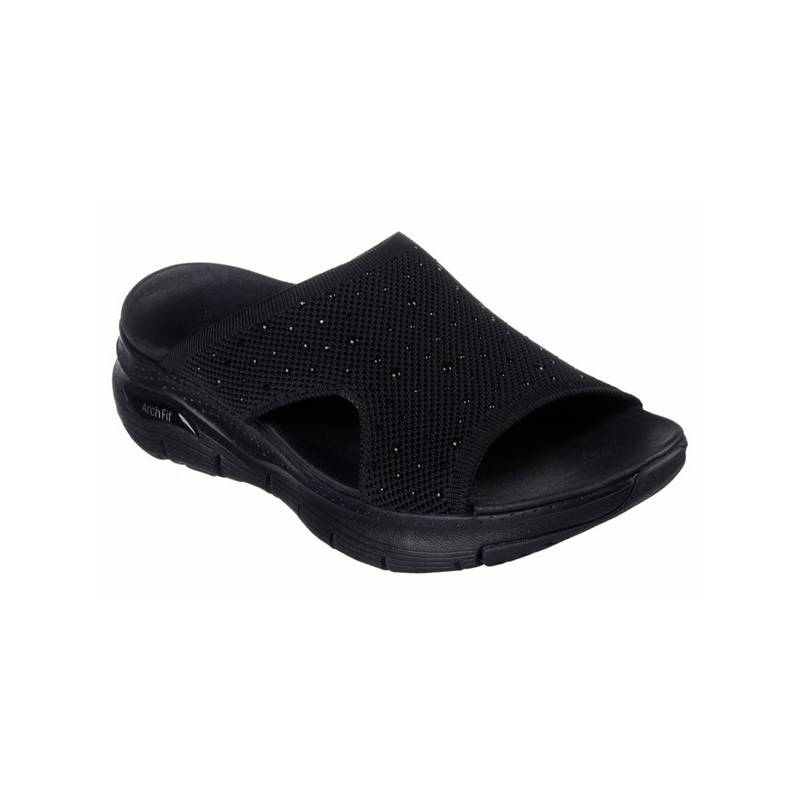 SKECHERS Women Black Arch Fit Sandals (UK 5)