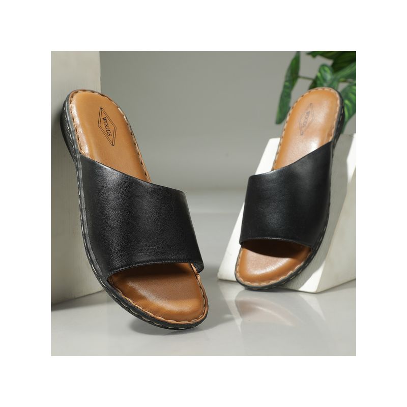 WOODLAND Casual Sheep Nappa Black Flats For Women (EURO 40)