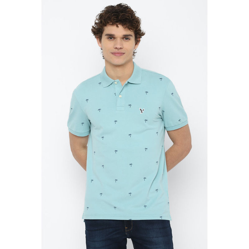 American Eagle Men Blue Printed Polo Shirt Buy American Eagle Men Blue