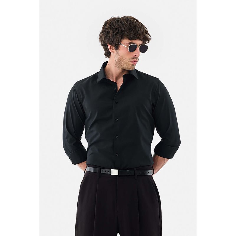 Snitch Black Slim Formal Luxe Shirt (XS)