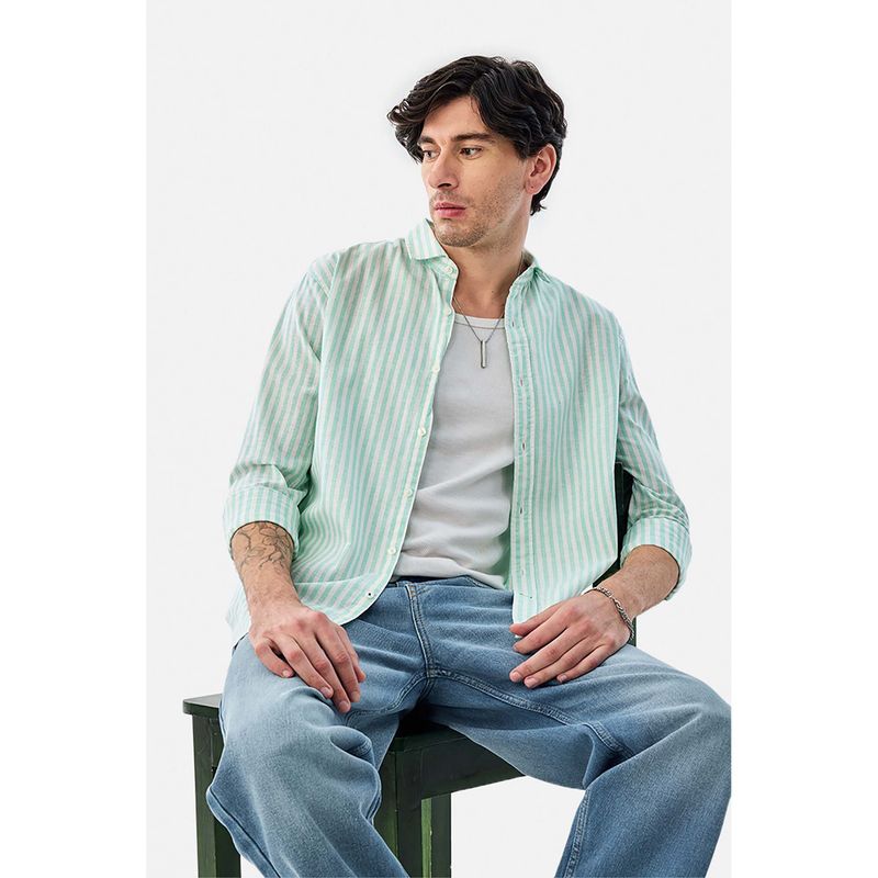 Snitch Mint Stripes Regular Semi Formal Shirt (XS)