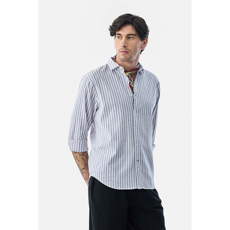 Snitch Lavender Stripes Regular Semi Formal Shirt (XS)