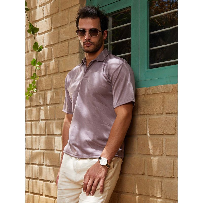 CAHOOT Men'S Pastel Purple Scratch-Tactile Polo T-Shirt (M)
