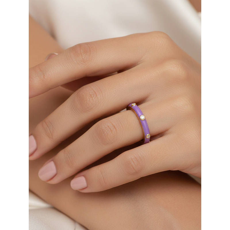 Nishani 925 Lavender Enamel Band Ring (7)