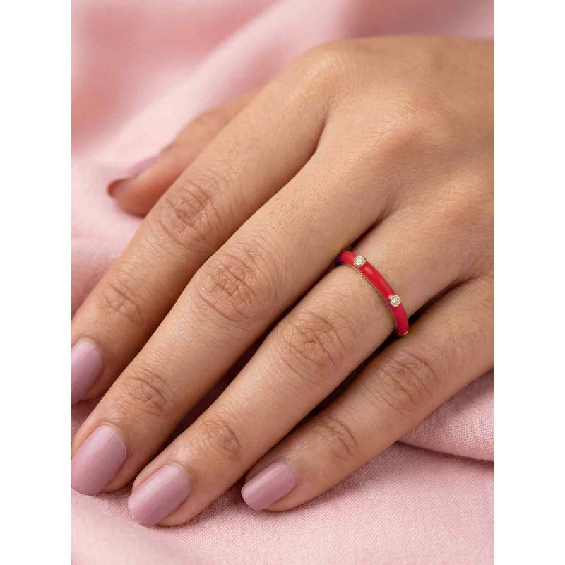 Nishani 925 Red Enamel Band Ring (6)