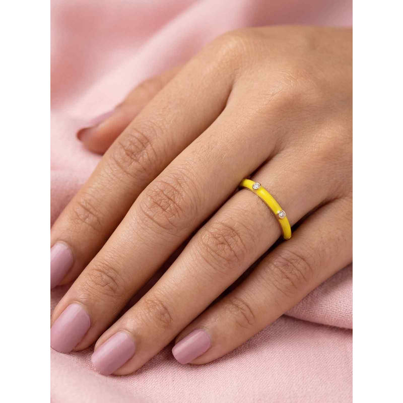 Nishani 925 Yellow Enamel Band Ring (5)