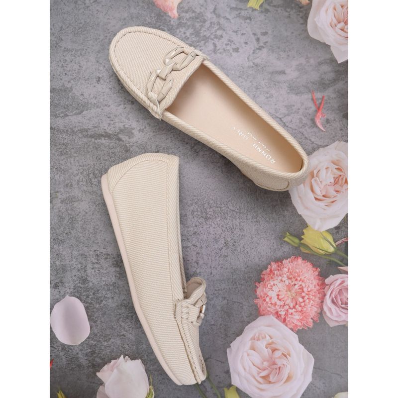 Ronnie Grey Women Beige Striped Loafers (EURO 37)