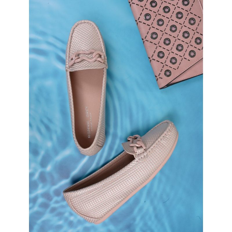 Ronnie Grey Women Pink Checked Loafers (EURO 36)