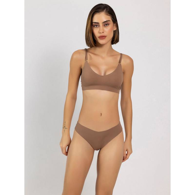 Chelvet Light Brown Seamless Bra with Brief Set (S)
