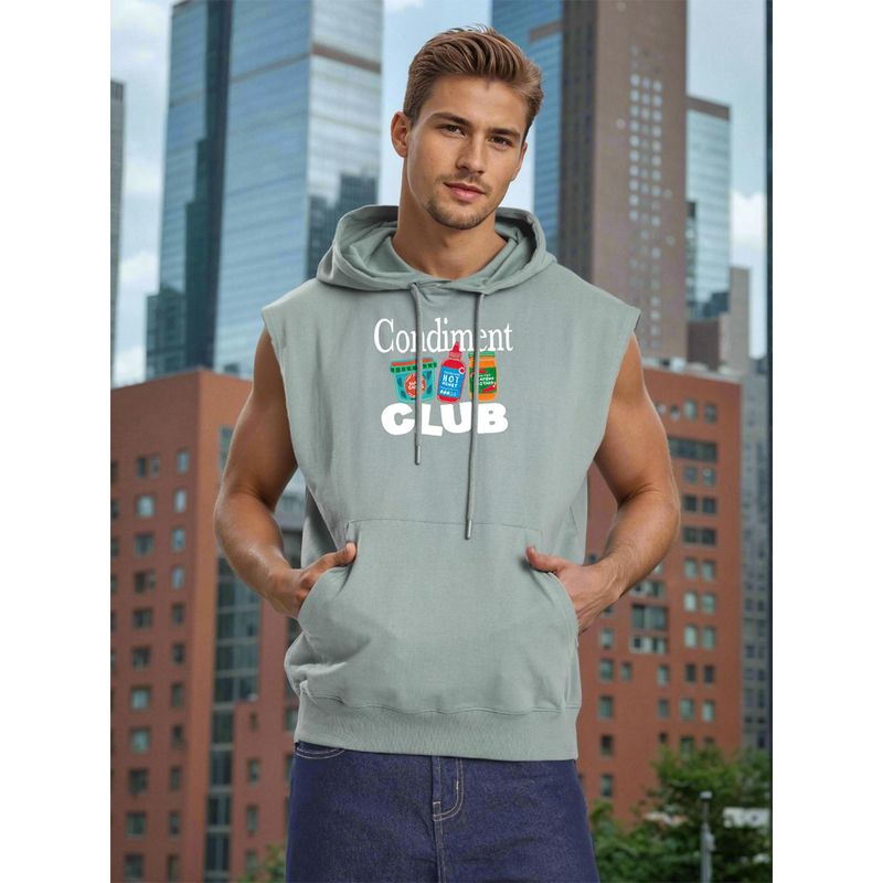 Bene Kleed Green Men Sleeveless Kangaroo Pocket Hoodie (S)