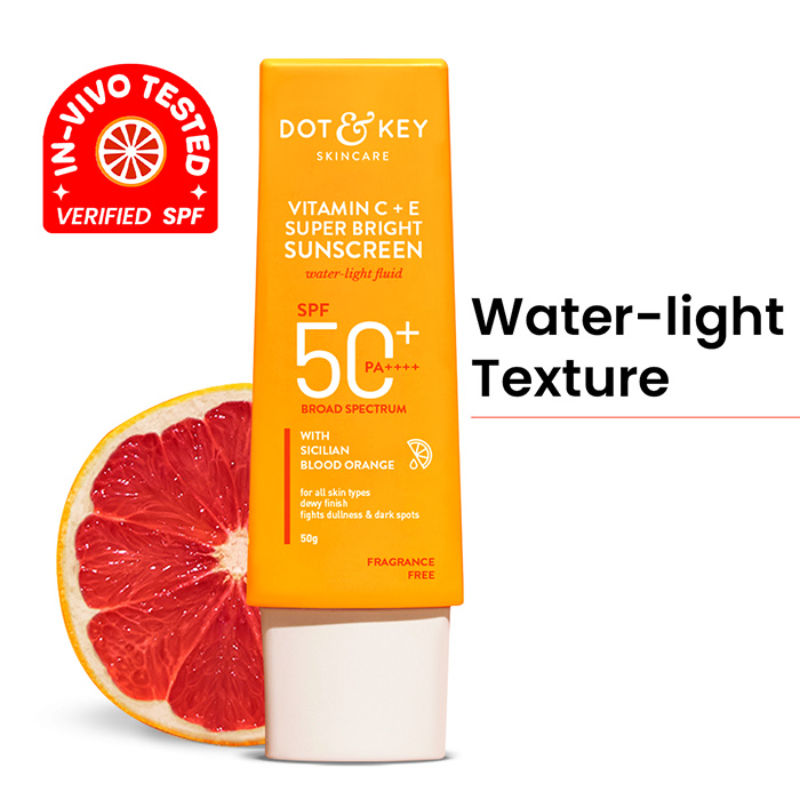 Dot & Key Vitamin C + E Super Bright Sunscreen SPF 50+ PA++++, In-Vivo Tested,Water-Light Fluid