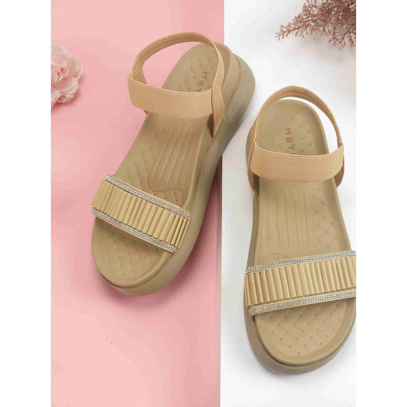 Metro Women Beige Casual Sandals (EURO 36)