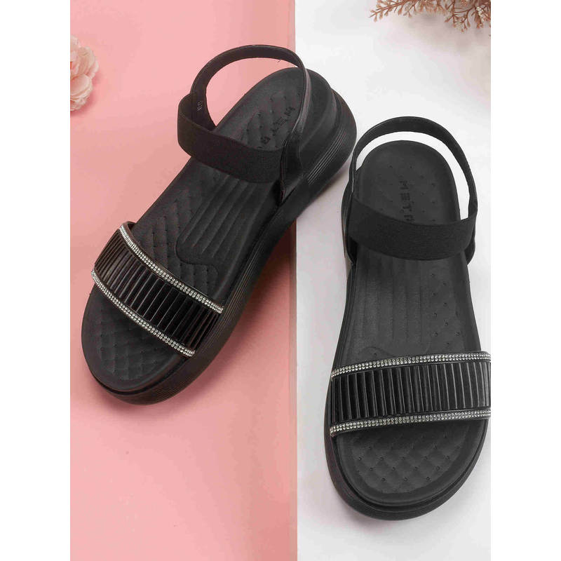 Metro Women Black Casual Sandals (EURO 36)