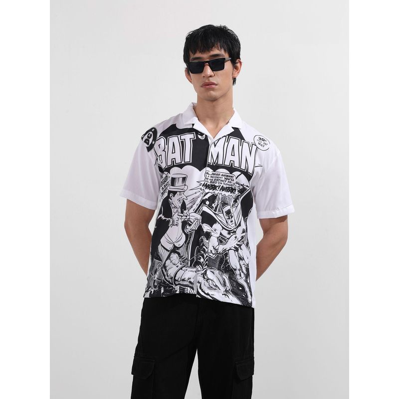 The Indian Garage Co Men Black Relaxed Fit Collar Neck Polyester Shirt (S)