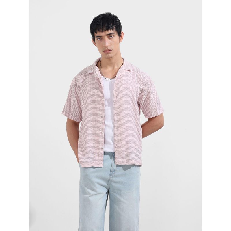 The Indian Garage Co Men Pink Relaxed Fit Collar Neck Polyester Shirt (S)