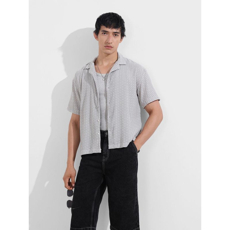 The Indian Garage Co Men Grey Relaxed Fit Collar Neck Polyester Shirt (S)