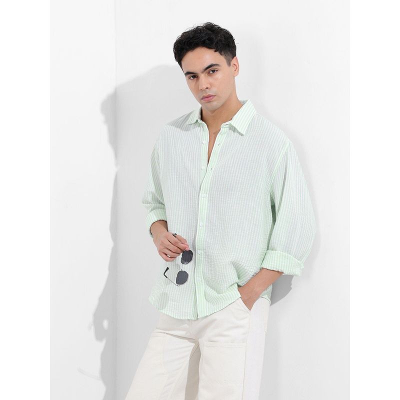 The Indian Garage Co Men Blue Relaxed Fit Collar Neck Polyester Shirt (M)