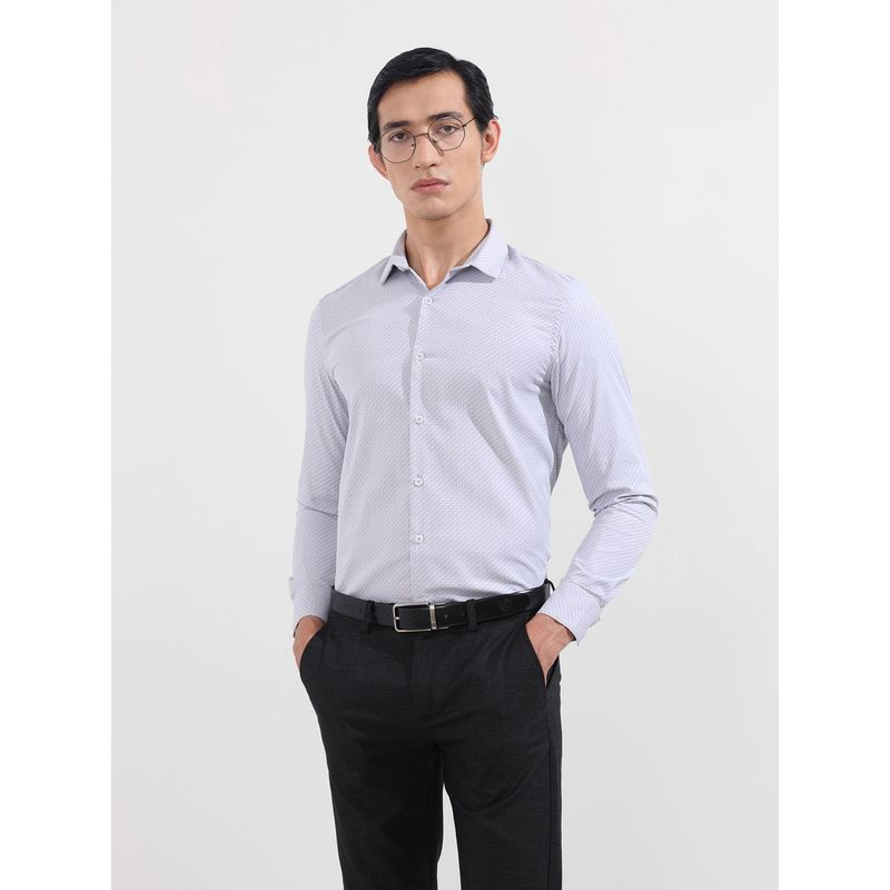 The Indian Garage Co Men Grey Slim Fit Collar Neck Cotton Blend Shirt (S)