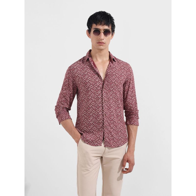 The Indian Garage Co Men Rust Regular Fit Collar Neck Rayon Shirt (S)
