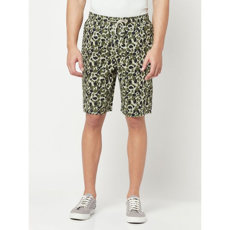 CRIMSOUNE CLUB Men's Olive Printed Lounge Shorts (XL)